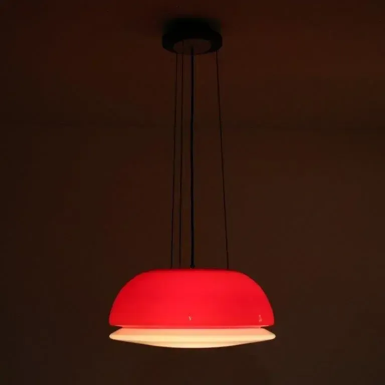 1960s Red Glass Hanging Lamp From Italy photo vinterior