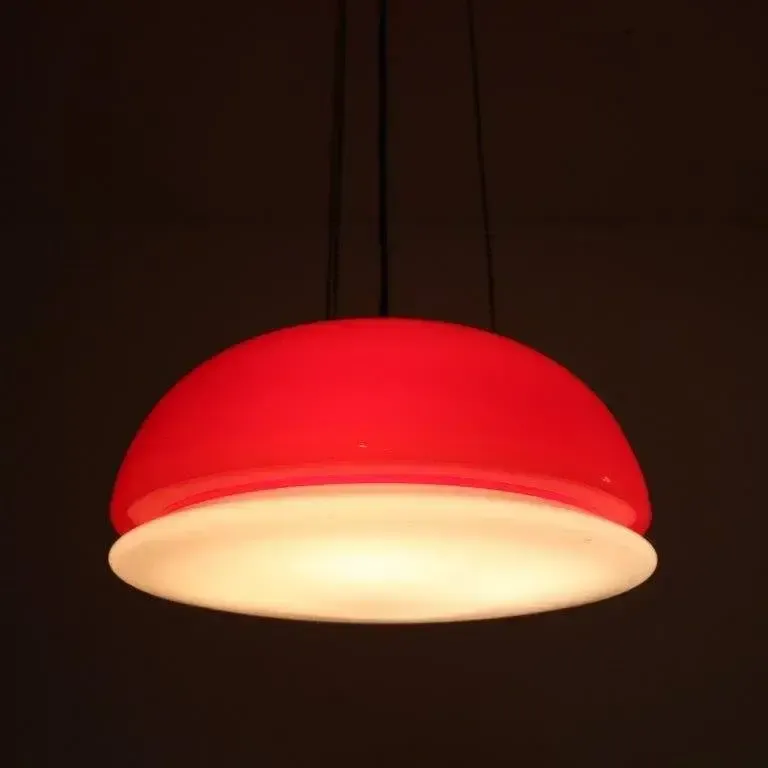 photo furniture 1960s Red Glass Hanging Lamp From Italy