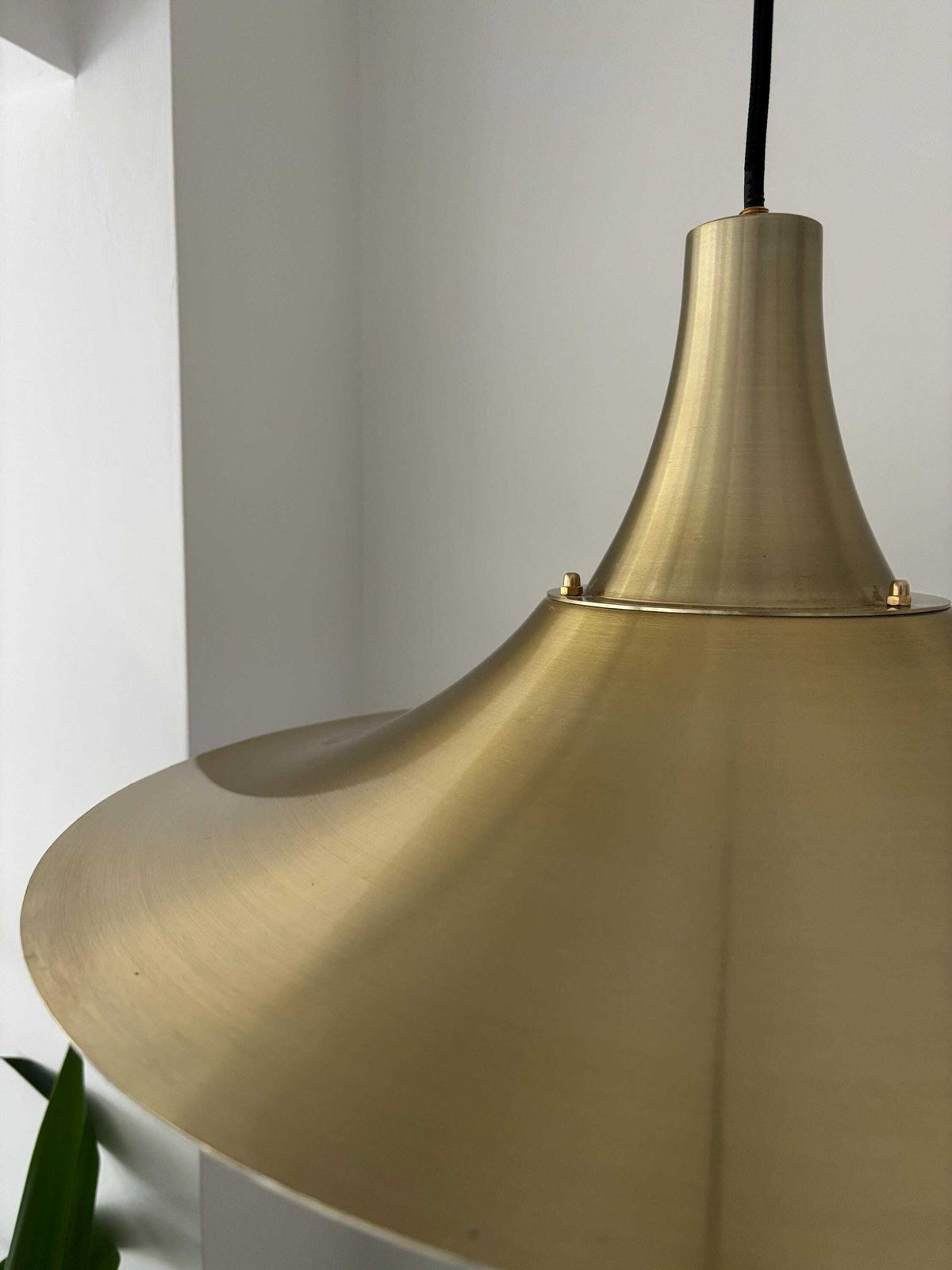 Scandinavian Design "Witch Hat" Golden Pendant Light 1970’s photo vinterior