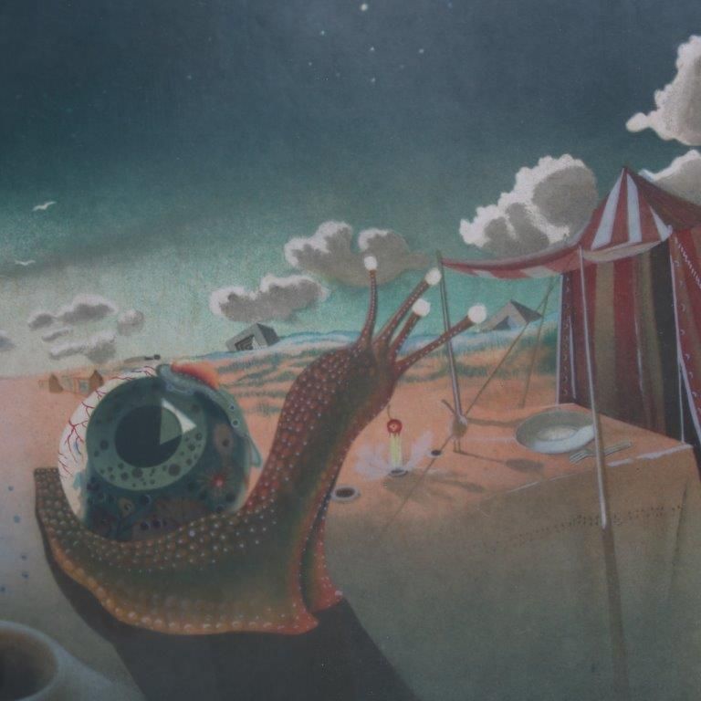 1970s Surrealist Artwork By Xavier Degans, France photo vintage