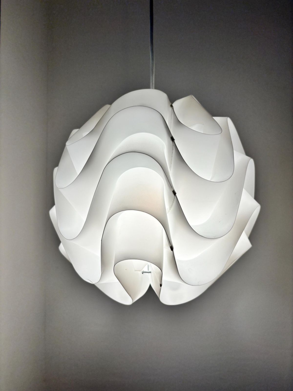 White Sinus Pendant Designed By Poul Christiansen For Le Klint Denmark In 1971, Model 172