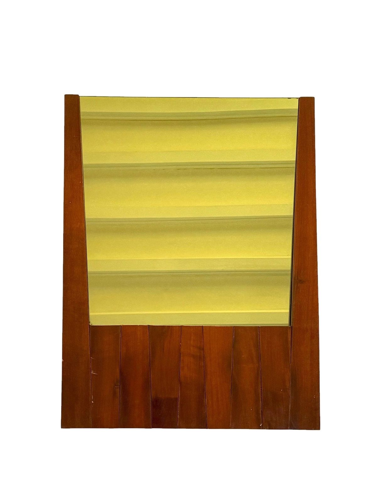 photo vinterior Luciano Frigerio, Hollywood Regency Mod. Barium Solid Walnut Mirror, Italy 1970s