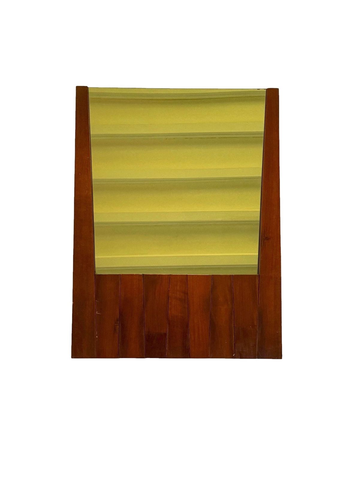 photo buy Luciano Frigerio, Hollywood Regency Mod. Barium Solid Walnut Mirror, Italy 1970s