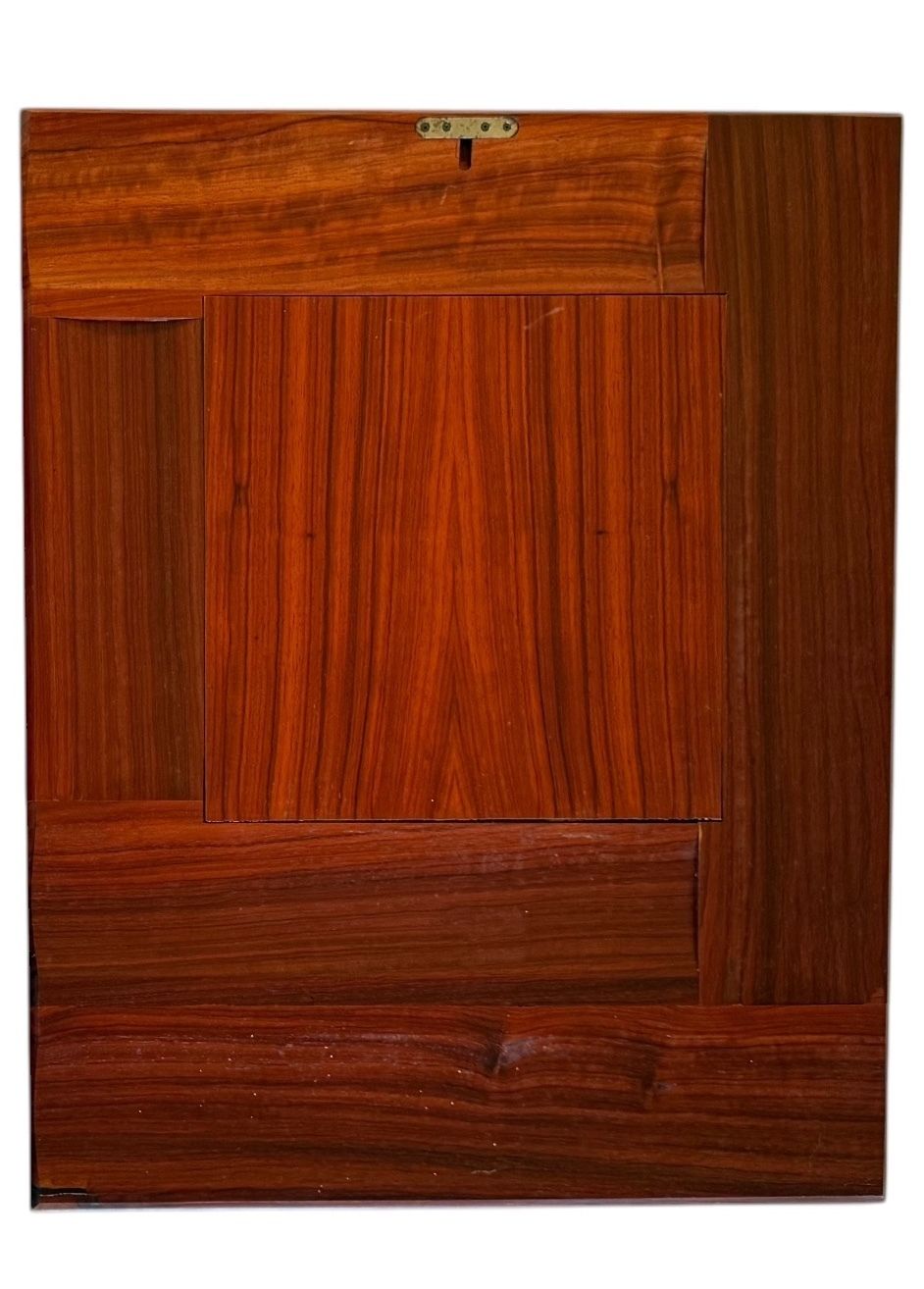 photo for sale Luciano Frigerio, Hollywood Regency Mod. Tartaro Solid Padouk Wood Mirror, Italy 1970s
