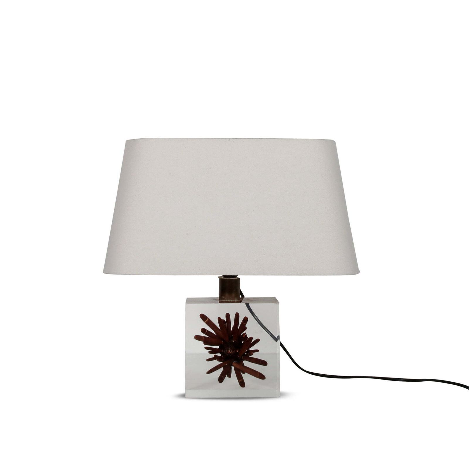 Lighting Pierre Giraudon Resin With Coral Table Lamp, France 1970 photo