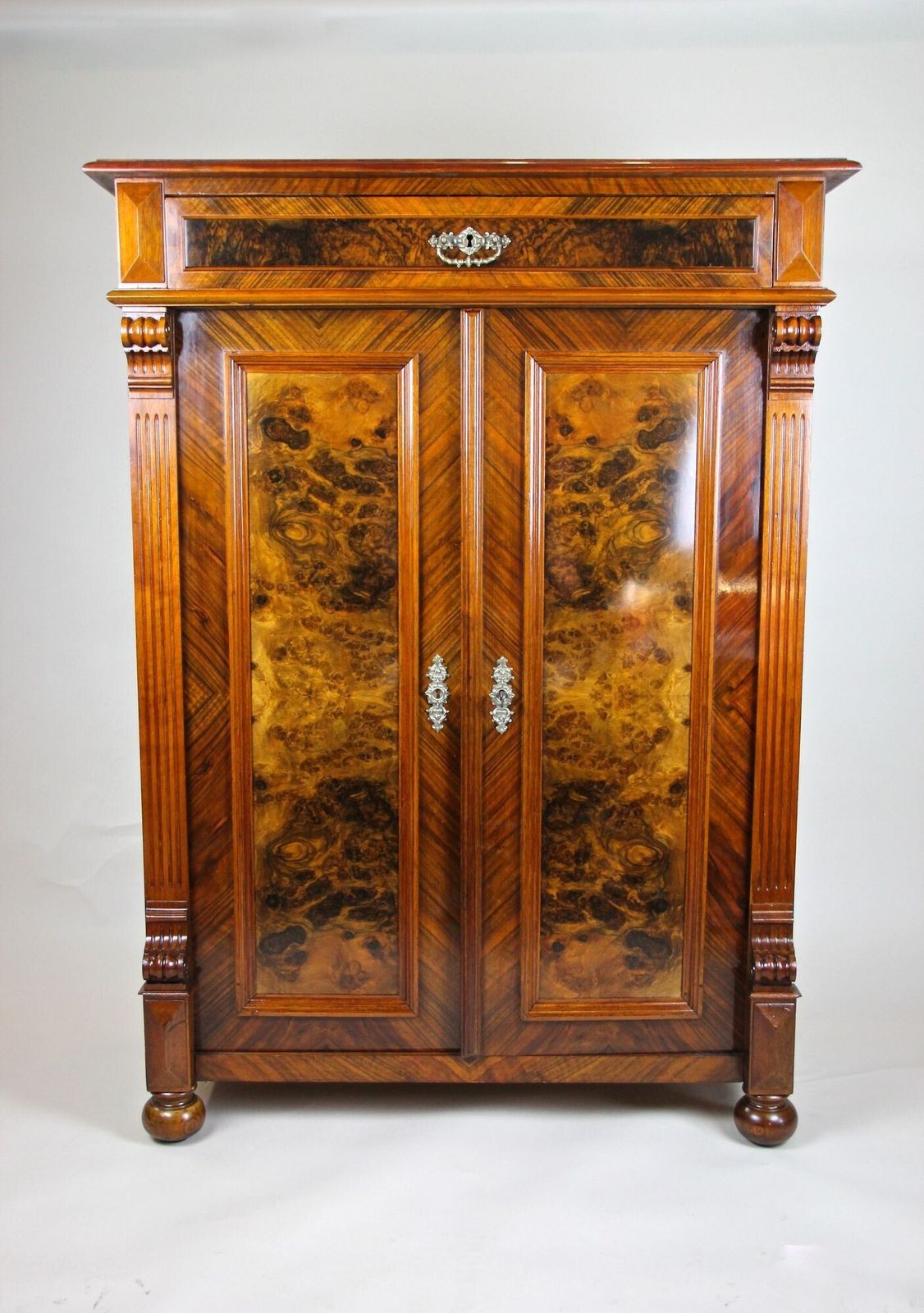 19th Century Nutwood Half Cabinet, Nutwood/ Burl   Austria, Circa 1880 photo vintage