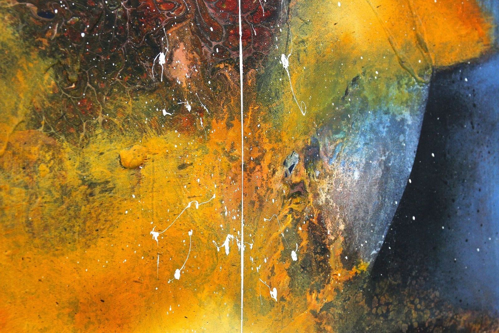 Abstract Painting "Sea War", Acrylic On Canvas By Ms, Steel Frame, At 2021 photo vintage