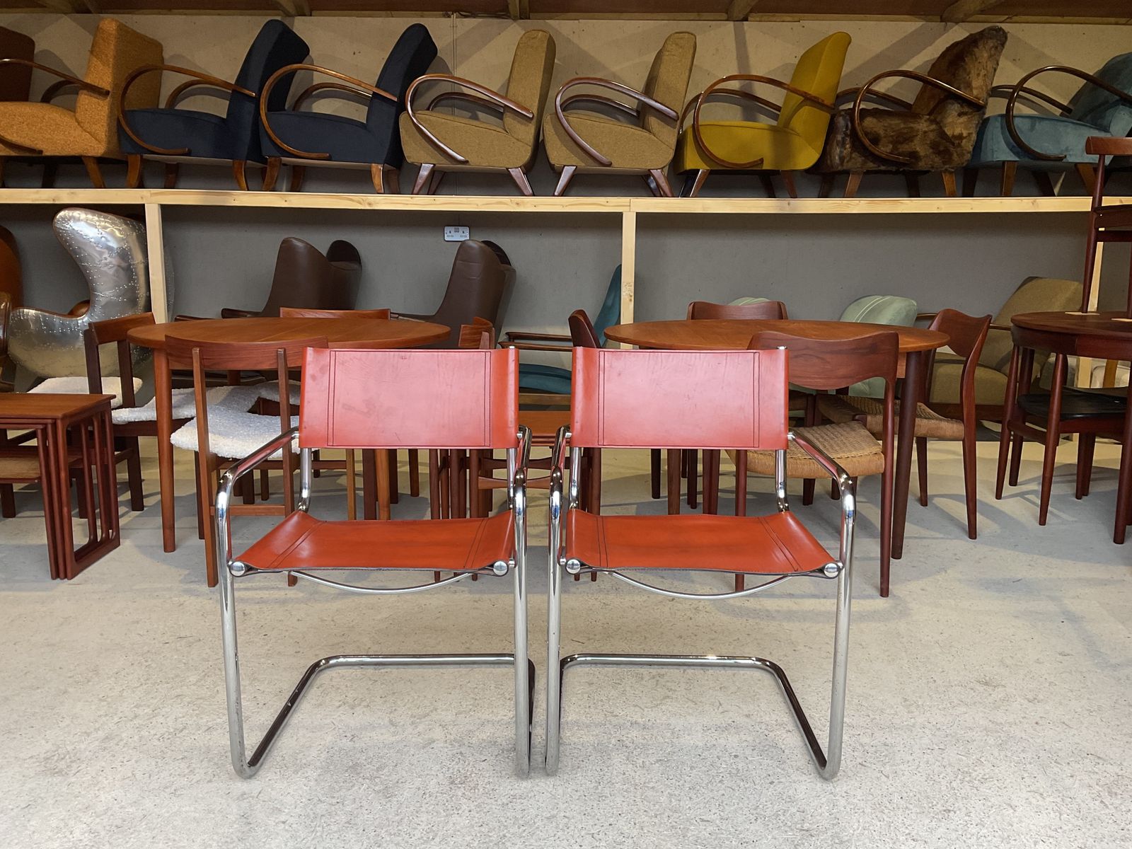 Mart Stam Fasem Vintage Tan Leather Dining Chairs Armchairs Cantilever Set Of 2 photo Furniture