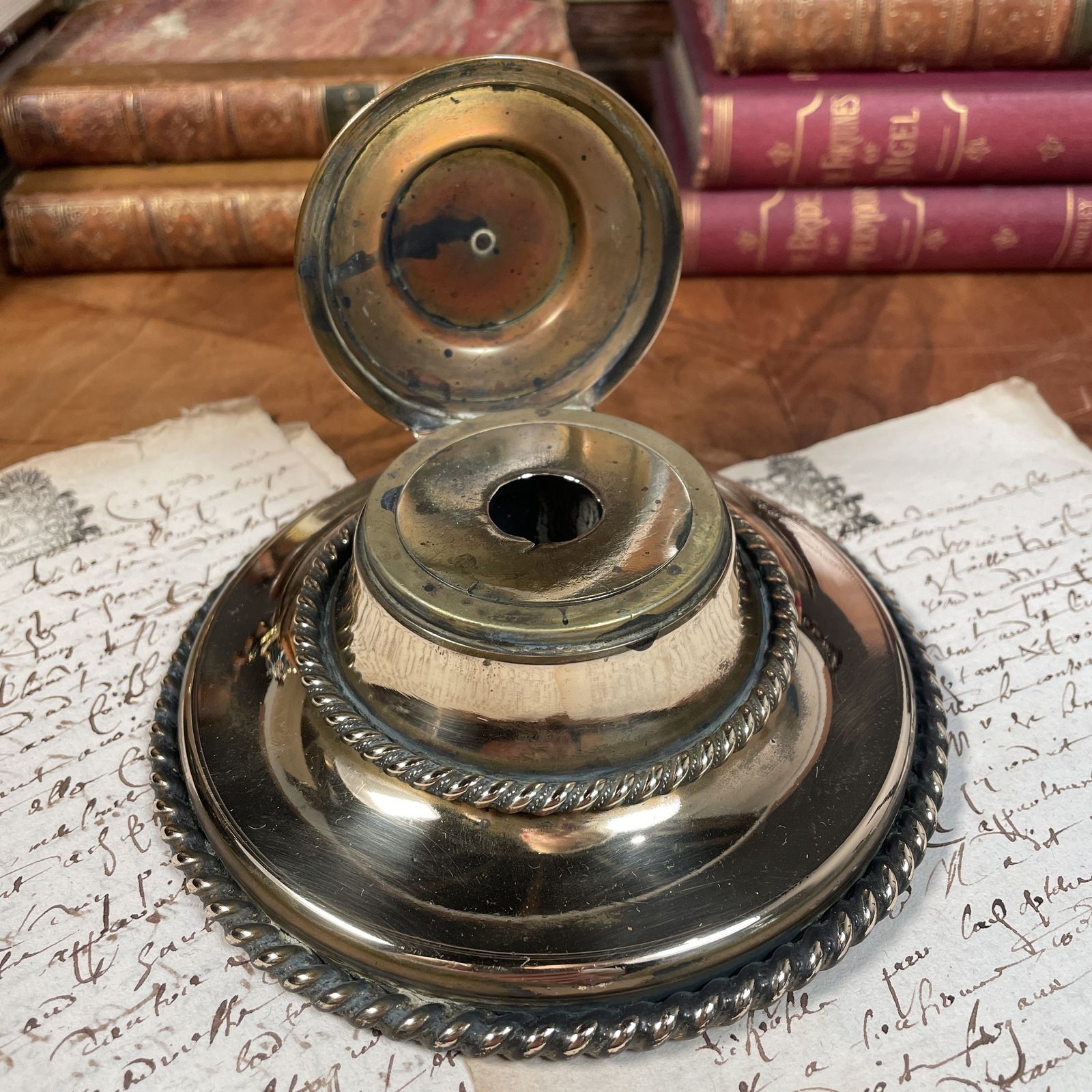 Victorian Ornate Inkwell, 1800s photo for sale