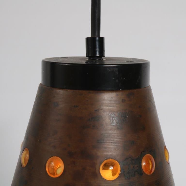 1960s Glass With Copper Hanging Lamp photo vinterior
