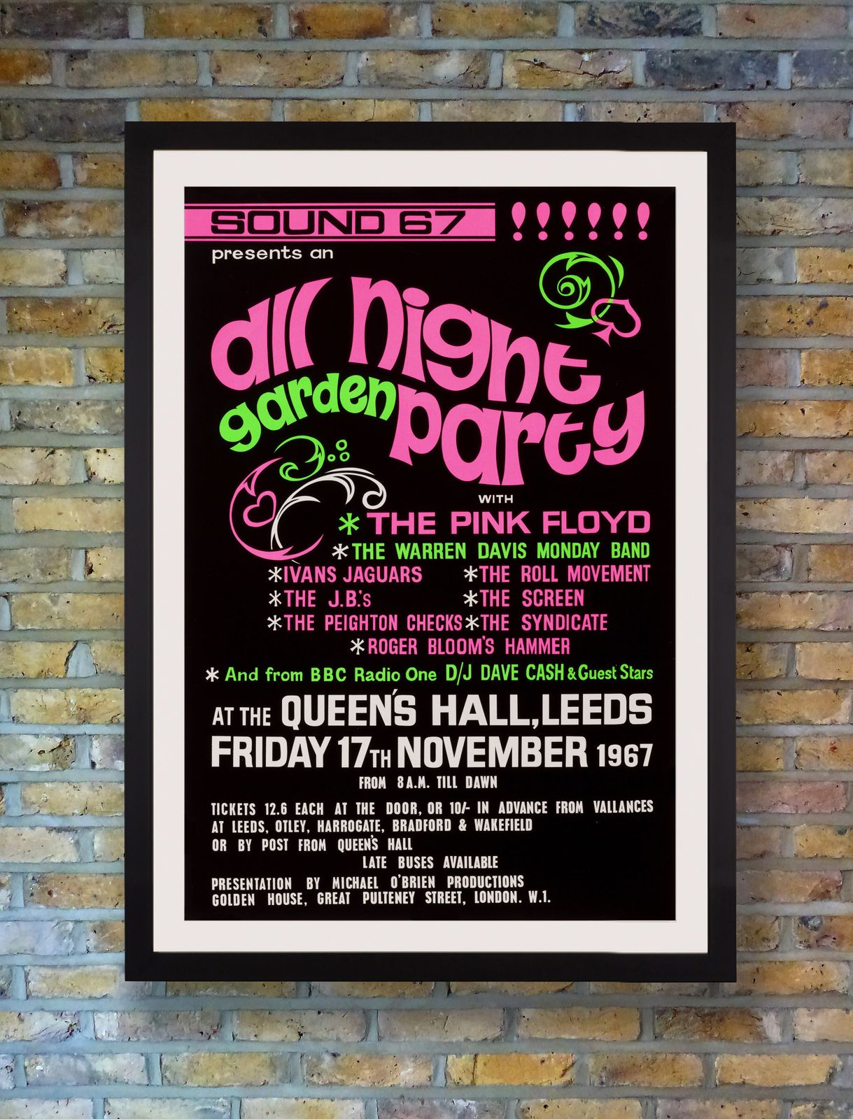 Pink Floyd Original Vintage Uk Concert Poster, Queen's Hall, Leeds, 1967 photo furniture
