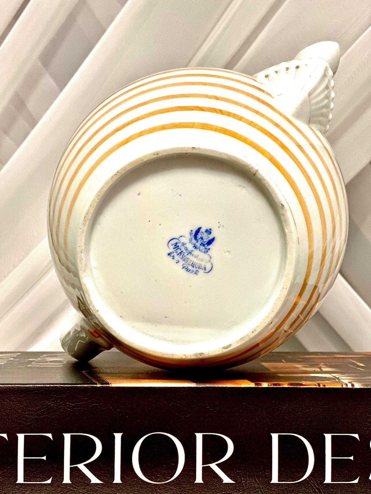 19th Century Russian Imperial Teapot – Kuznetsov Pottery (Riga), Romanov Era Porcelain, Gold Accents, Signed Antique photo Home Decor