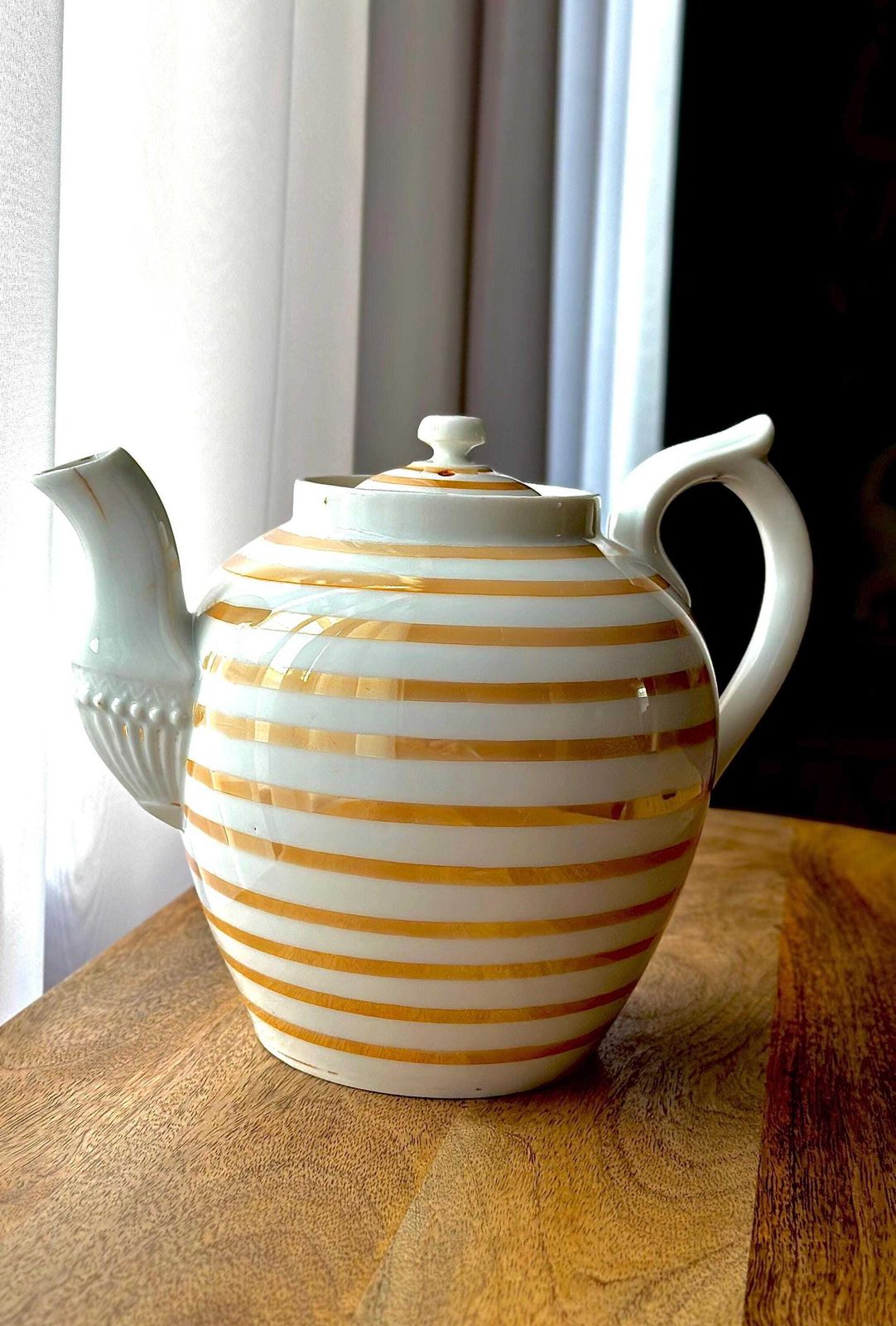 19th Century Russian Imperial Teapot – Kuznetsov Pottery (Riga), Romanov Era Porcelain, Gold Accents, Signed Antique photo vintage