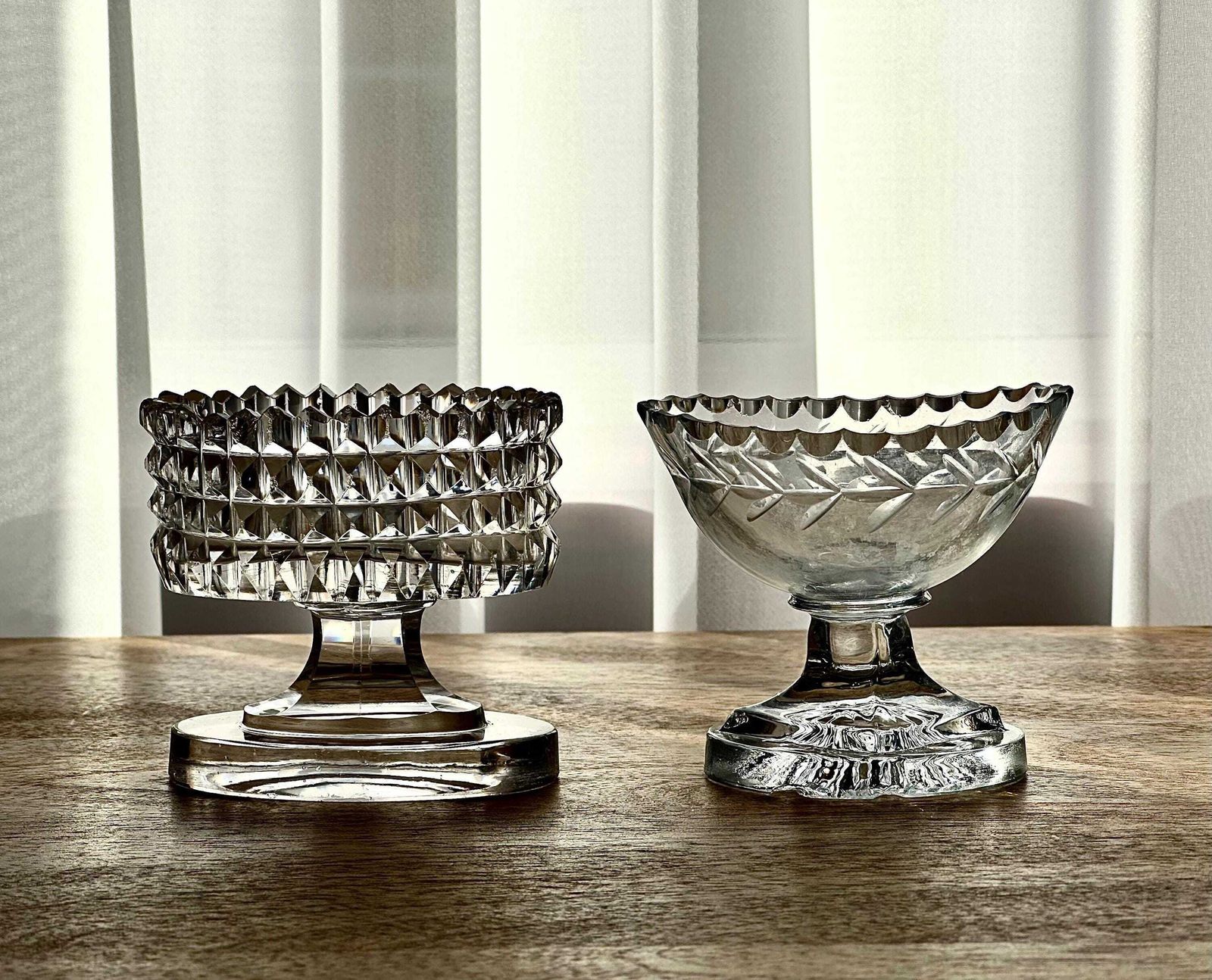 Set Of 2 Antique Glass Master Salt Dishes – Victorian & Georgian (C.1820 1880) photo furniture