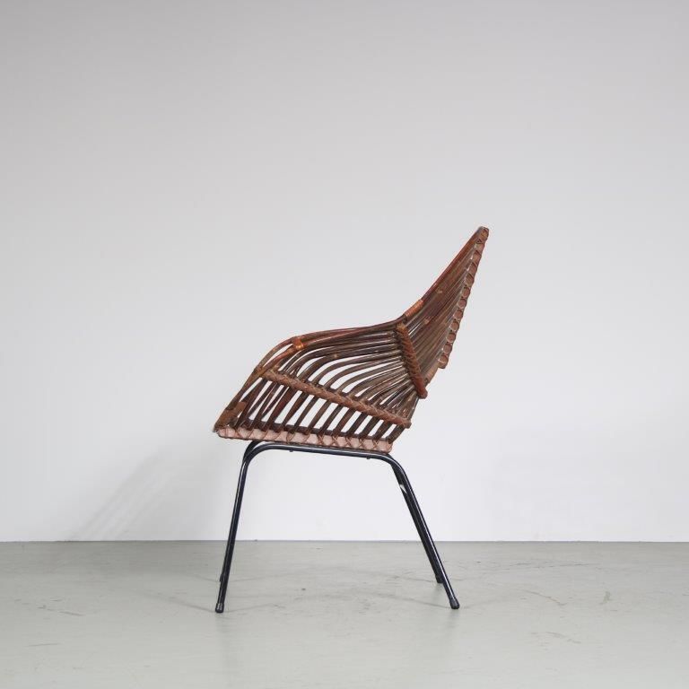 1950s Rare Rattan Chair By Rohé, Netherlands photo for sale