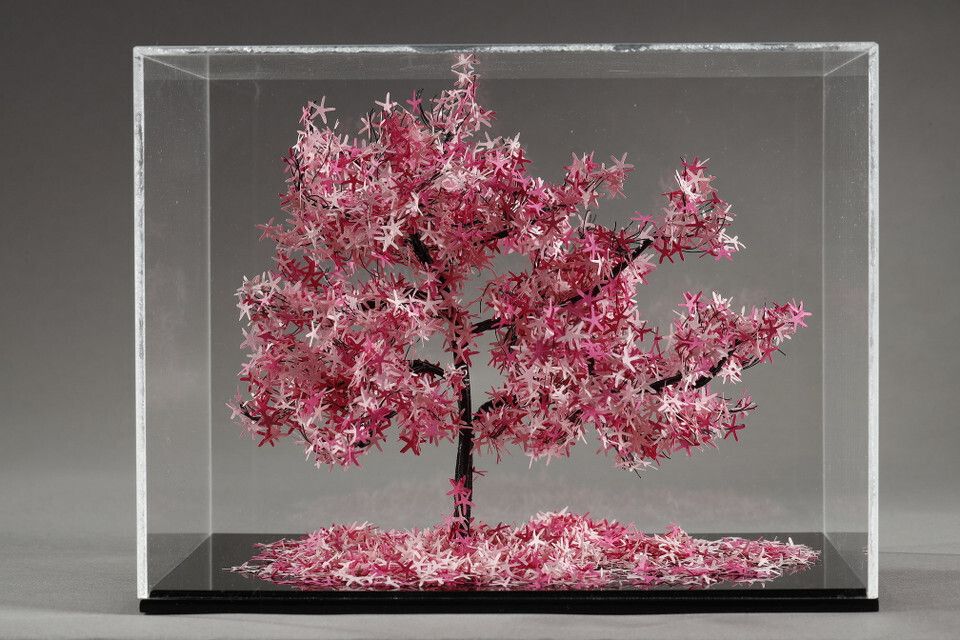 photo buy Metal And Paper Creation By Lebanese Artist Nayla Tabet &Quot;The Pink Tree&Quot.