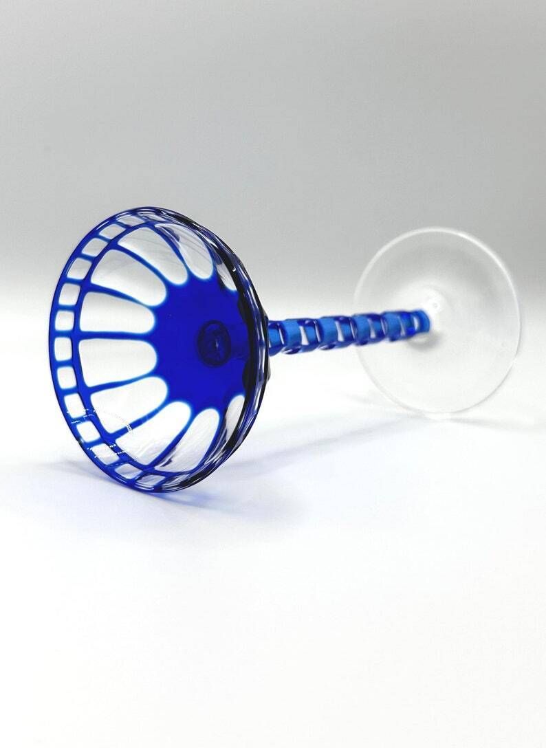 1908 Otto Prutscher Blue Sweet Wine Glass For Meyr’s Neffe, E. Bakalowits Söhne, Mod. I 195, Rare Design With Provenance photo buy