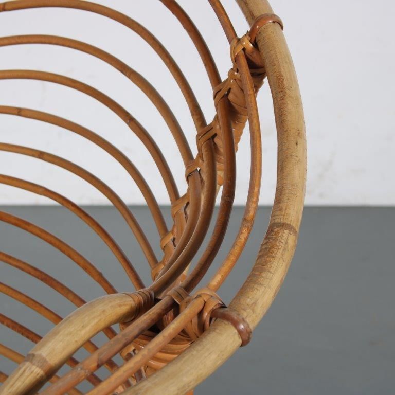 1950s Rare Rattan Easy Chair By Rohé, Netherlands photo for sale