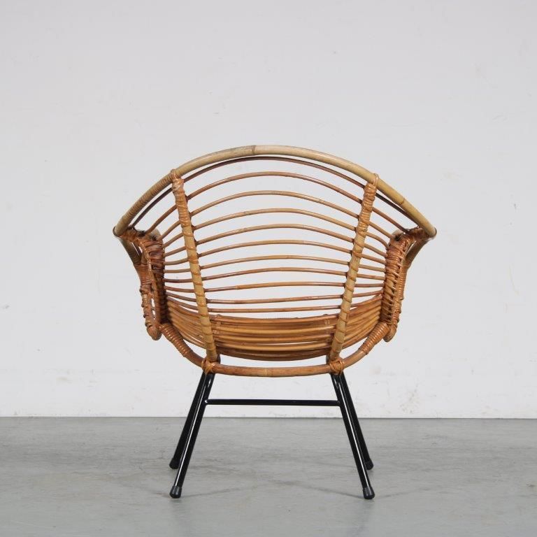 photo furniture 1950s Rare Rattan Easy Chair By Rohé, Netherlands