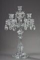 Pair Of Glass Candelabras With Crystal Pendants photo vintage