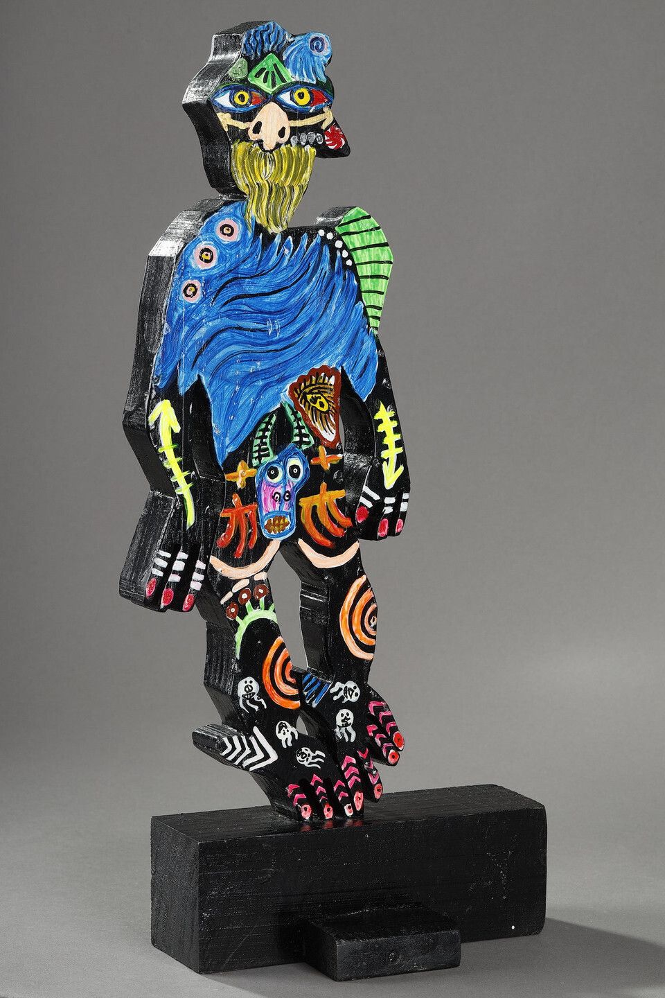 Painted Wood Sculpture, "Djinn" By Mohammad Ariyaei photo 1180.0