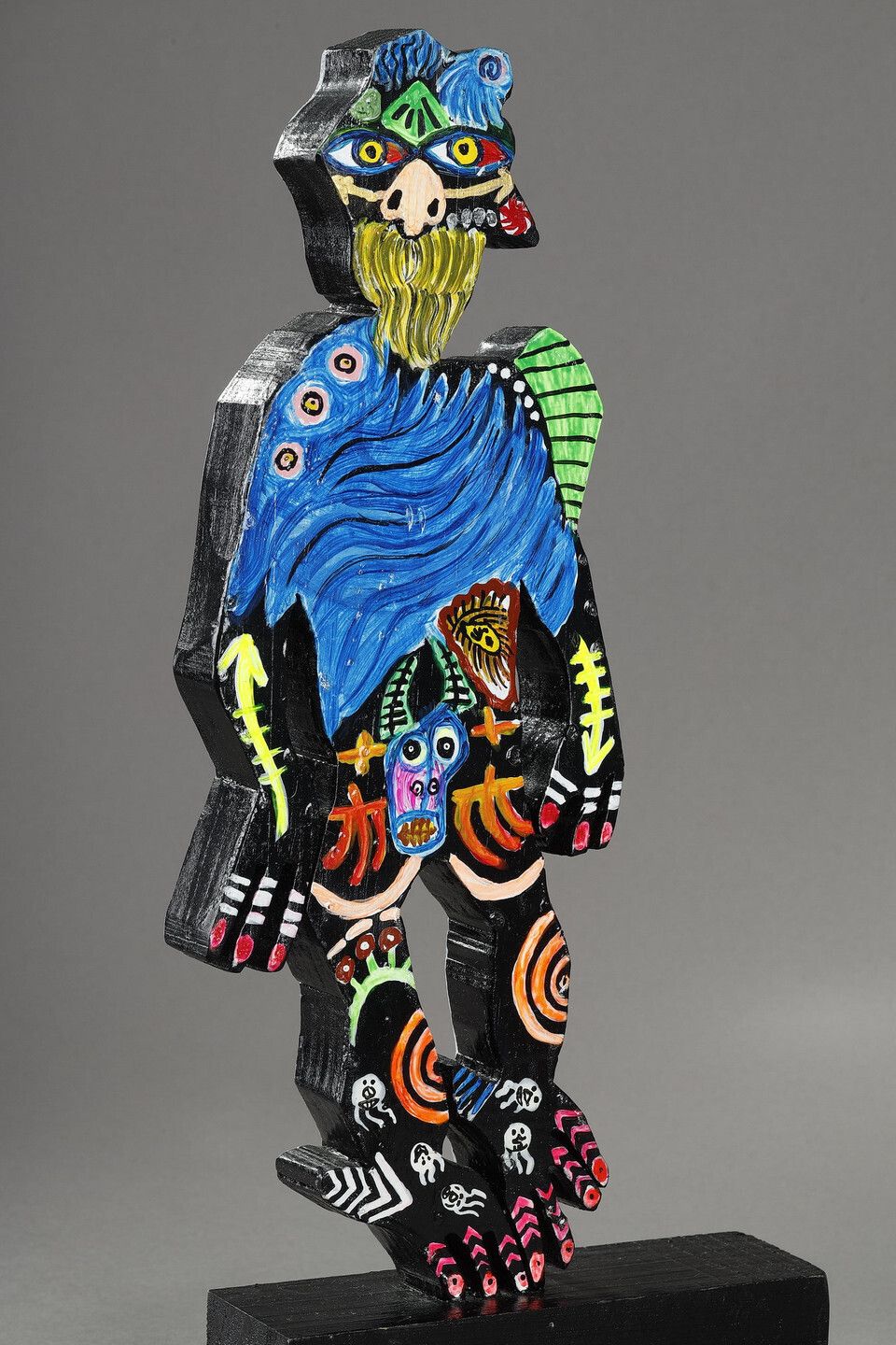 Painted Wood Sculpture, "Djinn" By Mohammad Ariyaei photo vinterior