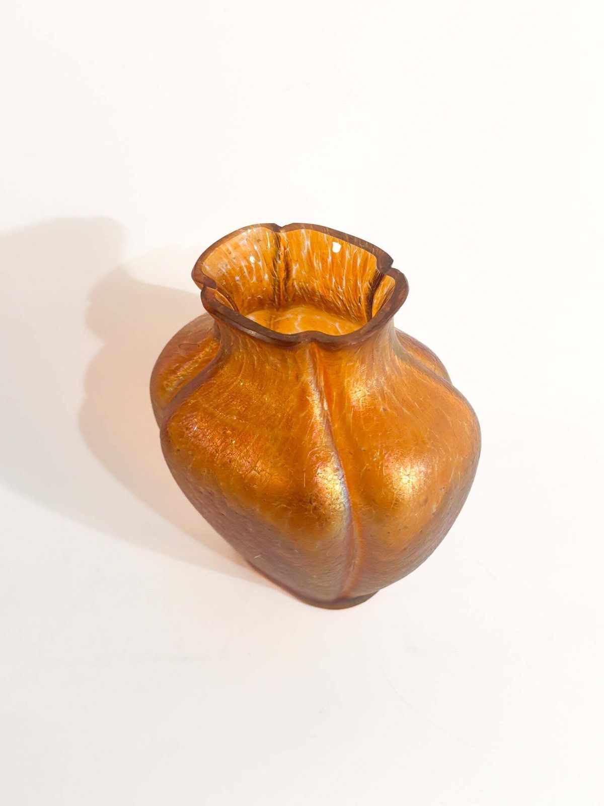 Loetz Glass Vase Pink And Orange Iridescent 1950s photo furniture