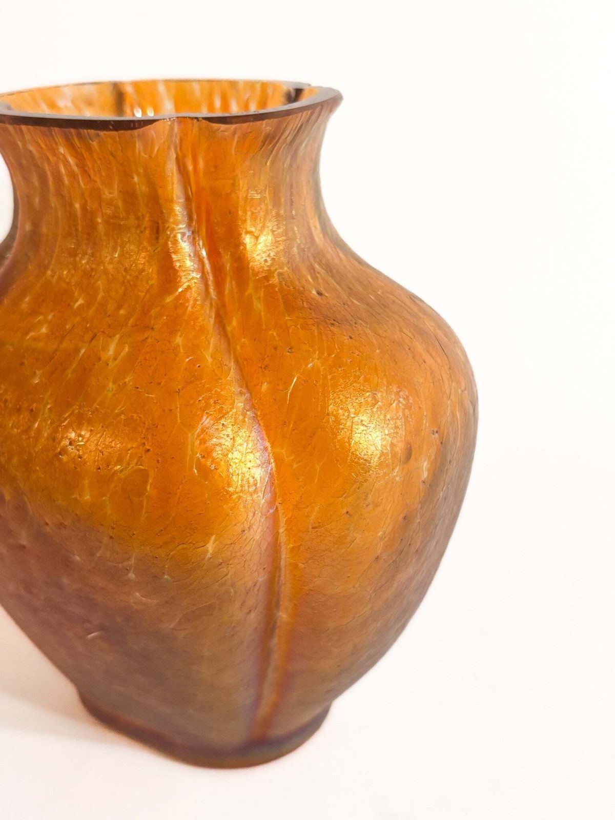 Loetz Glass Vase Pink And Orange Iridescent 1950s photo Home Decor