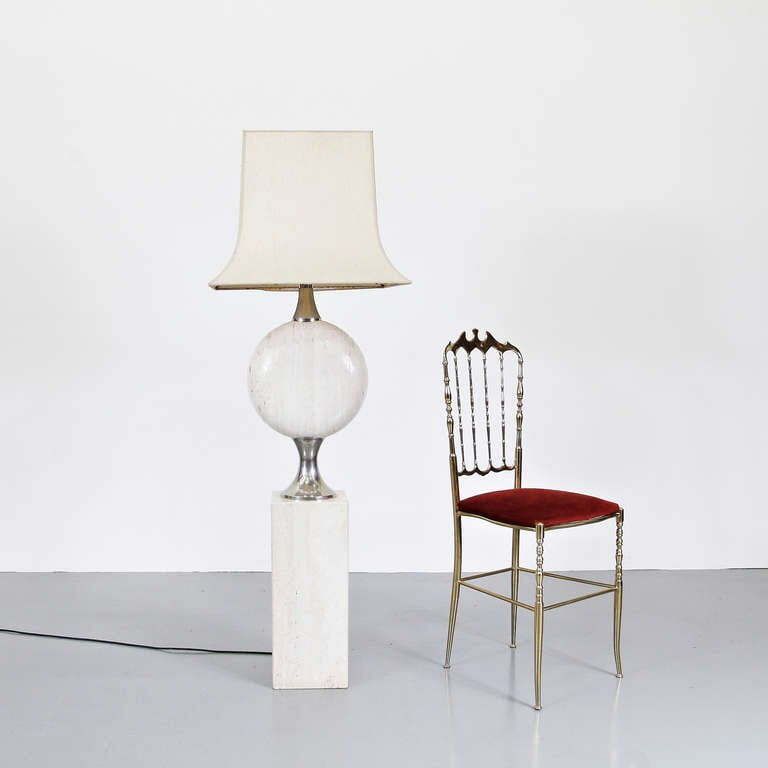 1970s Very Large Rare Maison Barbier Large Travertine Floor Lamp photo Lighting