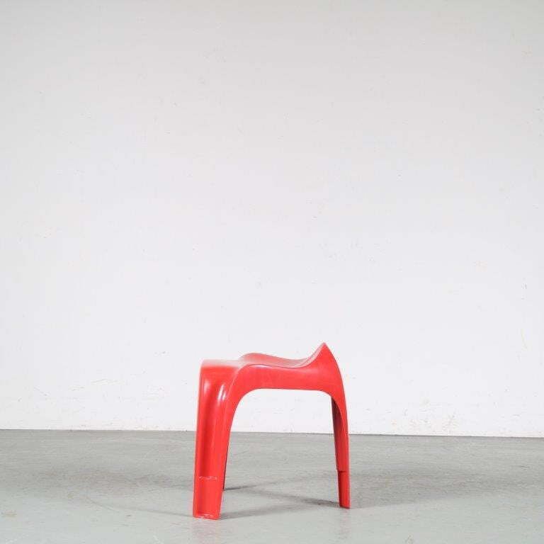 2000s Red “Casalino” Stool By Alexander Begge For Casala, Germany – Large Stock! photo for sale