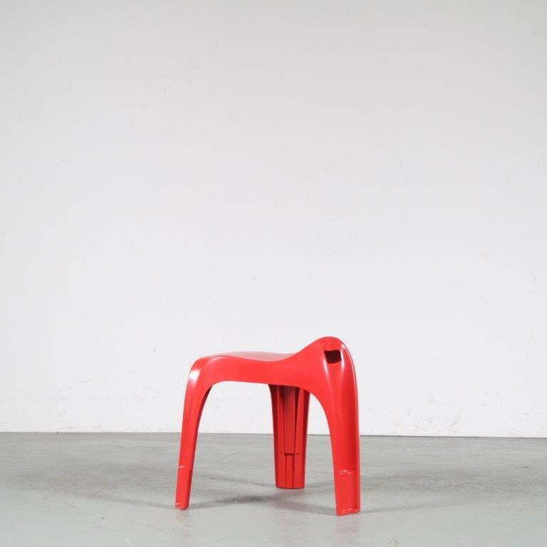 2000s Red “Casalino” Stool By Alexander Begge For Casala, Germany – Large Stock! photo Furniture