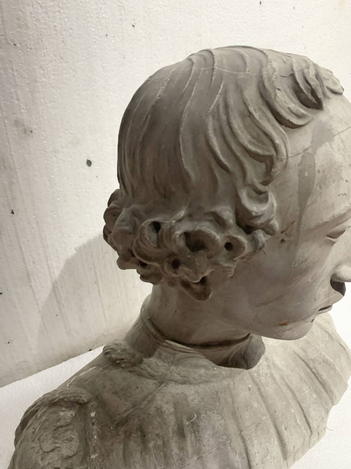 Sculpted Plaster Cast Bust Of A Young Man 20th Century photo vinterior