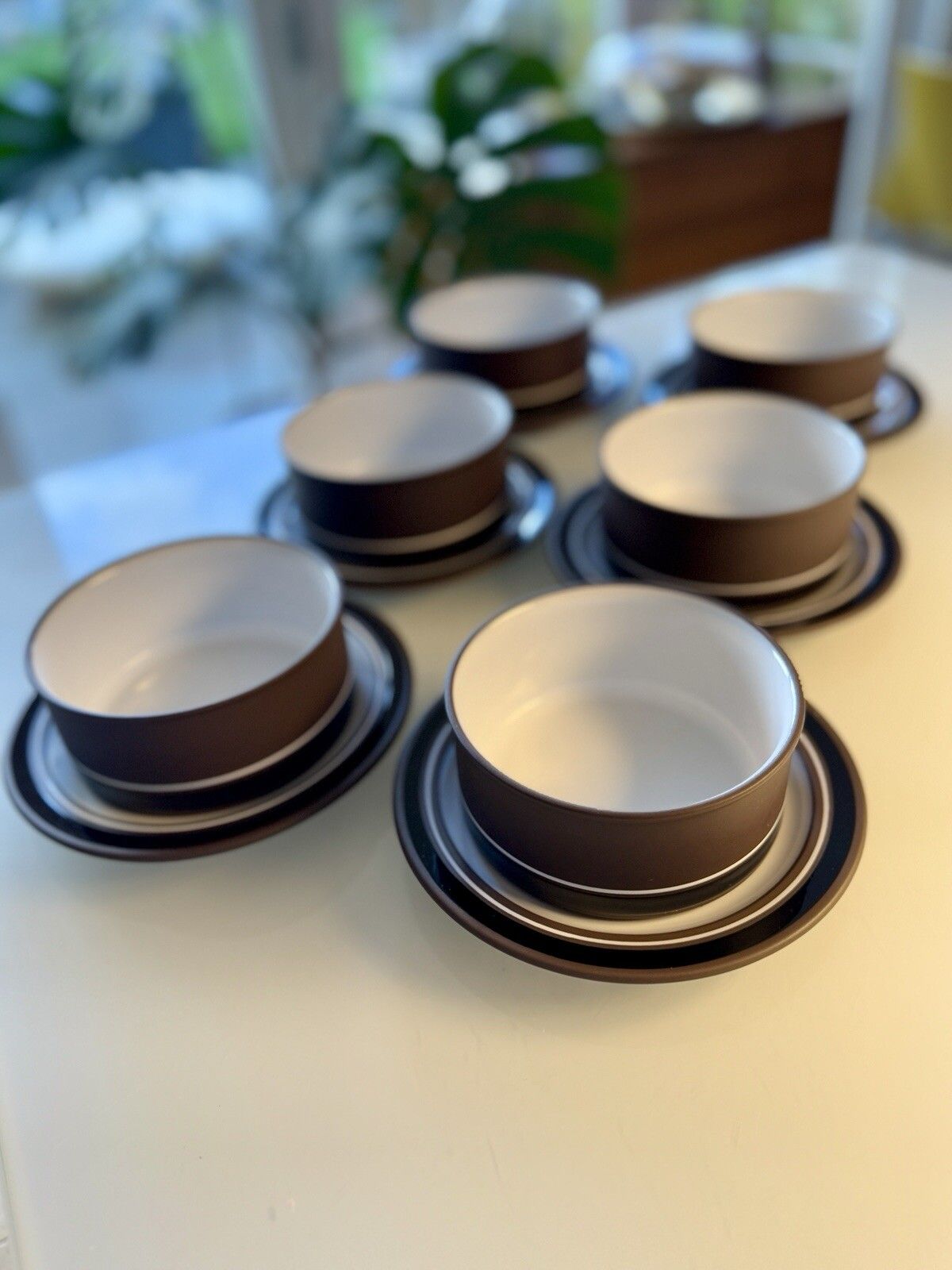 Set Of 6 Hornsea Contrast Straight Sided Soup Bowls And Saucers photo furniture