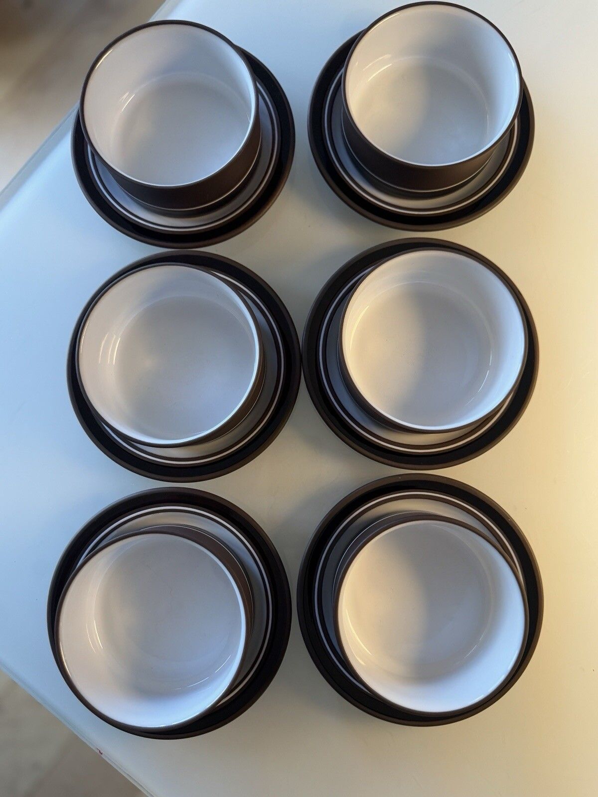 Set Of 6 Hornsea Contrast Straight Sided Soup Bowls And Saucers photo vinterior