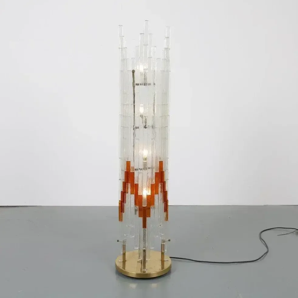 photo vintage Glass Floor Lamp By Poliarte, Italy 1960