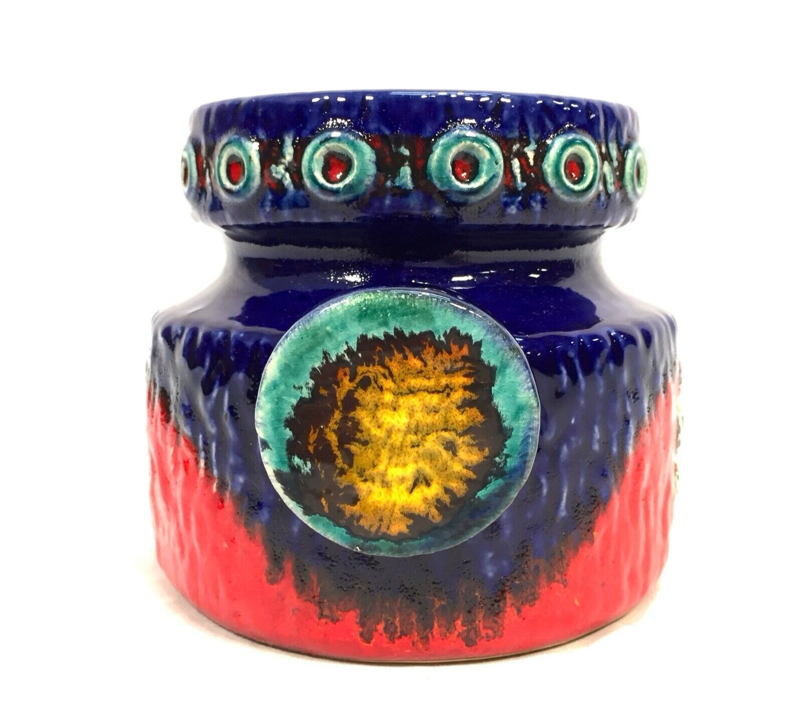 Vintage Ceramic West German Pottery Dumler & Breiden Vase / Red Blue 1970s photo 79.0