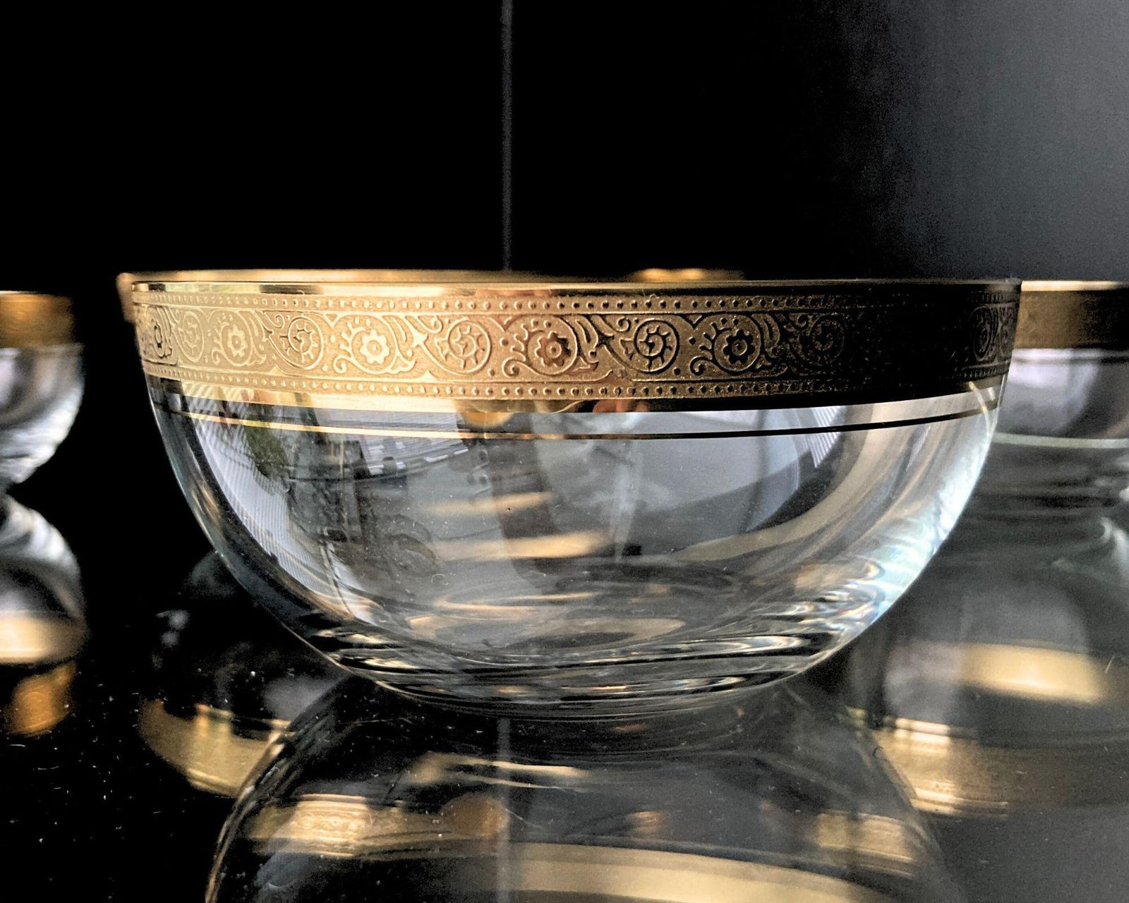 Theresienthal Kristallen Schalenset | 3 Delig | Stapelbaar Met Gouden Rand photo buy