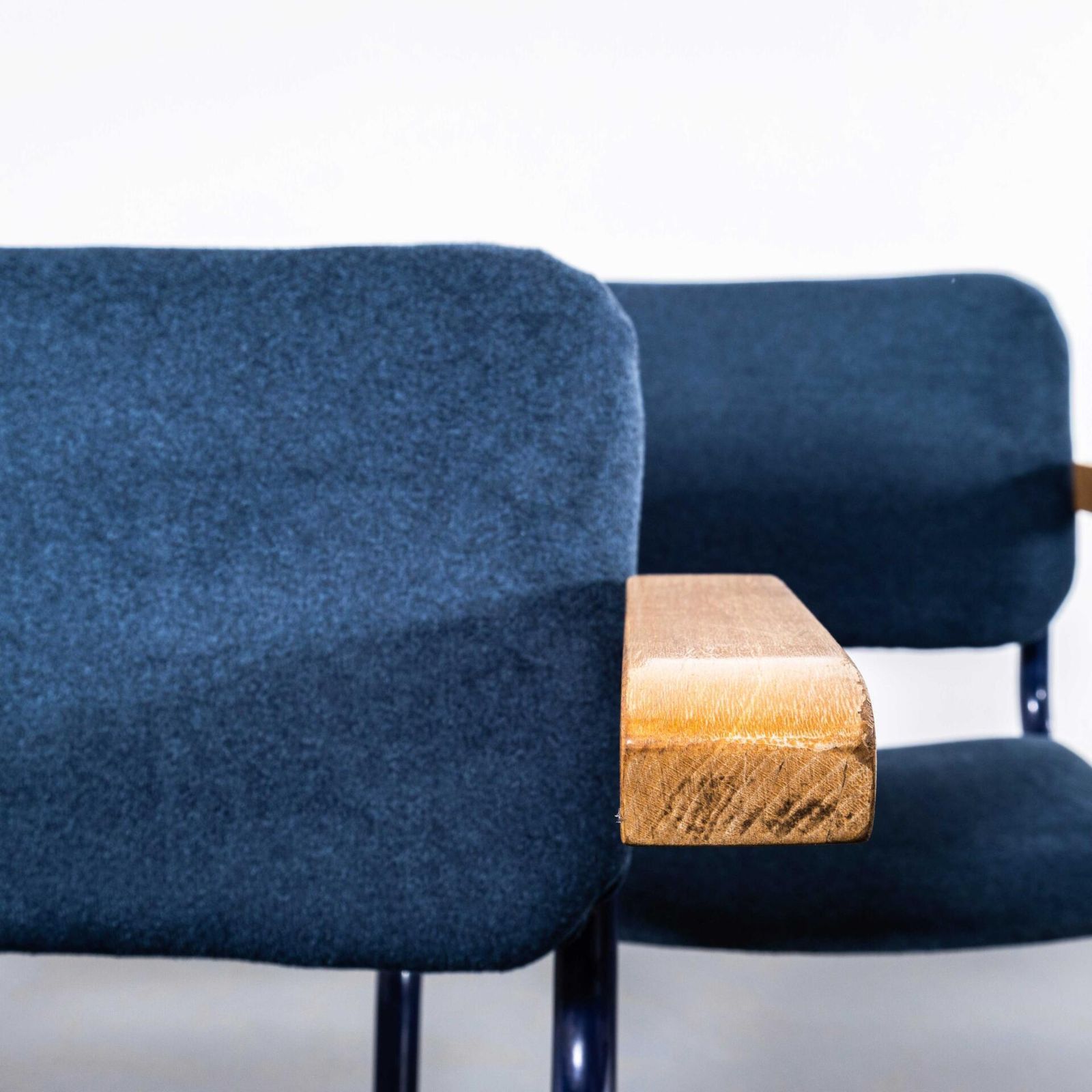 1970's Cantilever Blue Frame Dining Chair With Denim Blue Upholstery   Set Of Eight photo furniture