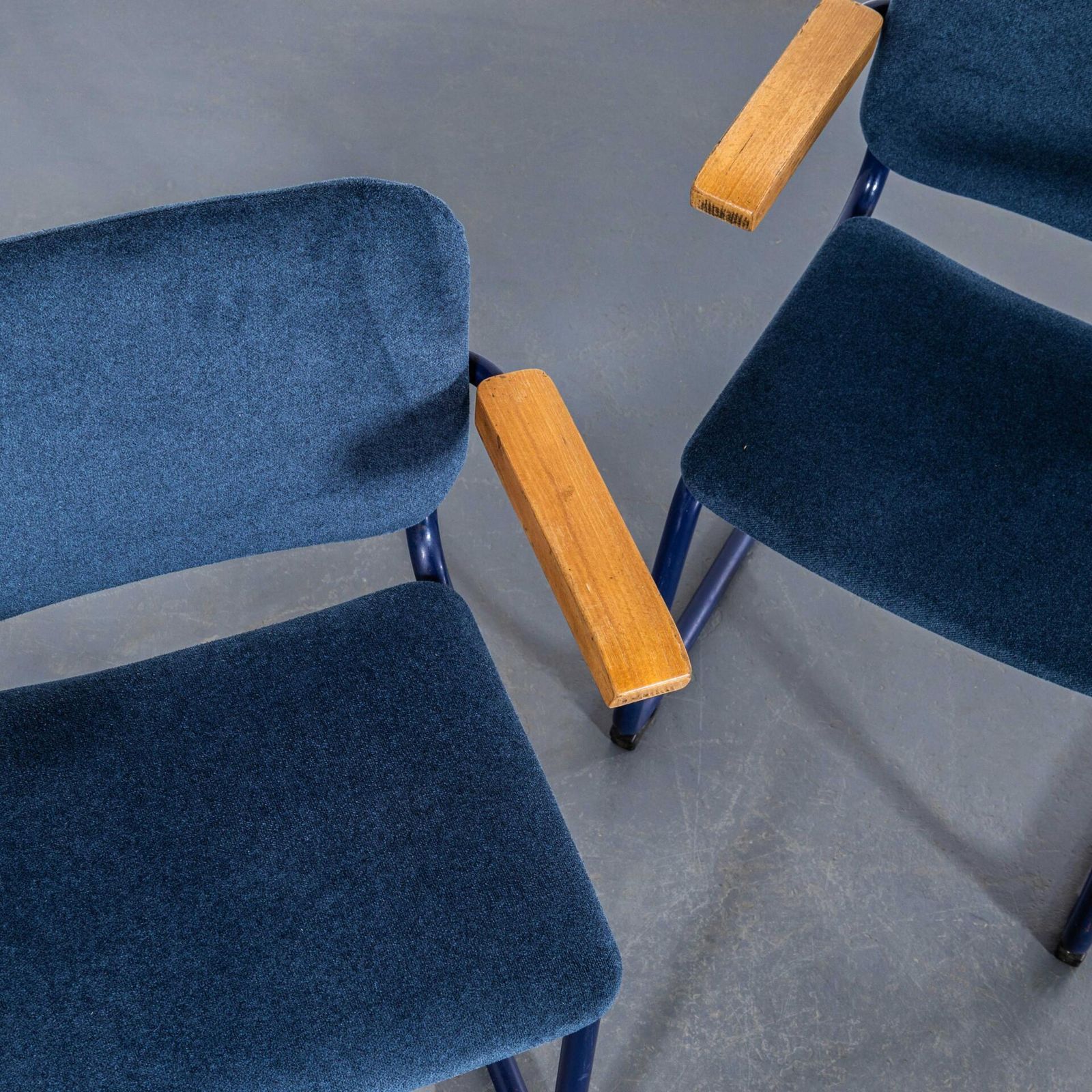 1970's Cantilever Blue Frame Dining Chair With Denim Blue Upholstery   Set Of Eight photo Furniture