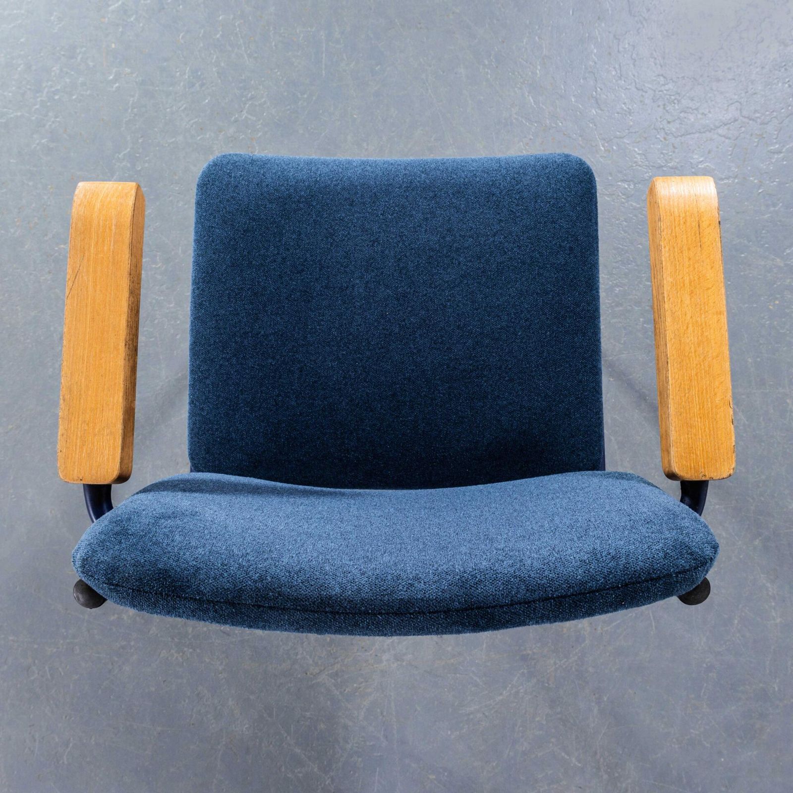 1970's Cantilever Blue Frame Dining Chair With Denim Blue Upholstery   Set Of Eight photo vinterior