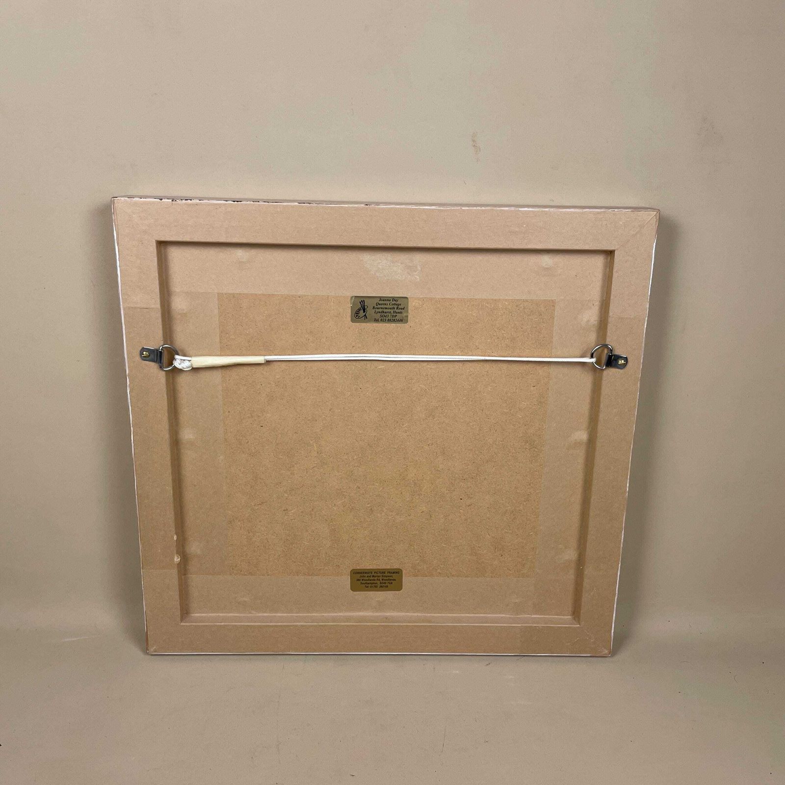 photo furniture Joanna Day Artwork Original Art Acrylic Hand Painted Abstract Wooden Frame Warm Green Blue Yellow Orange 36cm X 34cm Small Focal