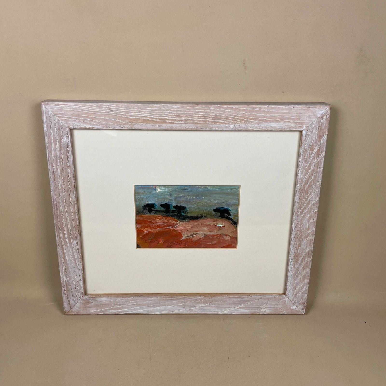 Joanna Day Artwork Original Art Acrylic Painted 1997 Country Countryside Warm Colours Red Orange Wooden Frame Focal