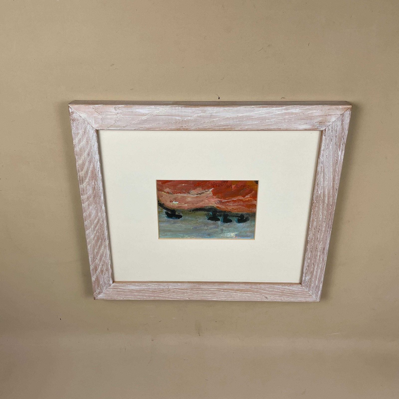 Joanna Day Artwork Original Art Acrylic Painted 1997 Country Countryside Warm Colours Red Orange Wooden Frame Focal photo 120.0