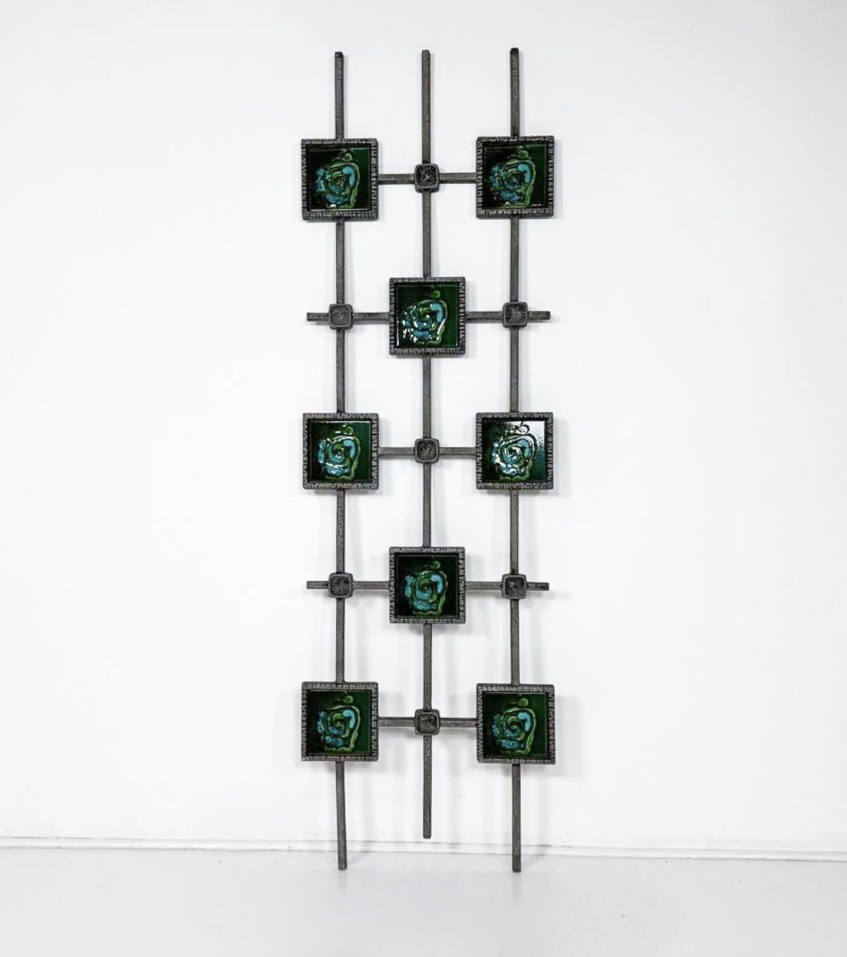 Mid Century Modern Brutalist Wall Sculpture, Ceramic And Cast Aluminium, 1970s photo vinterior