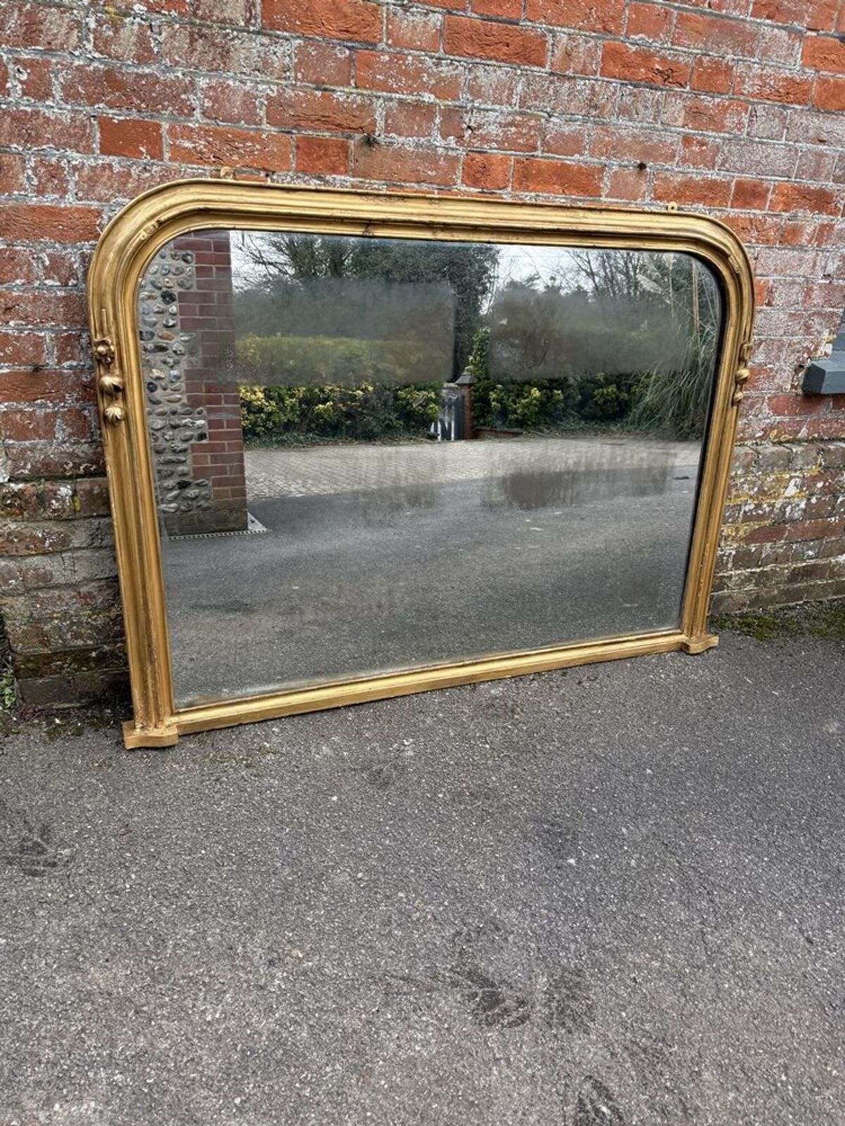 A Wonderful Large Antique English 19th C Gilt Overmantle Mirror