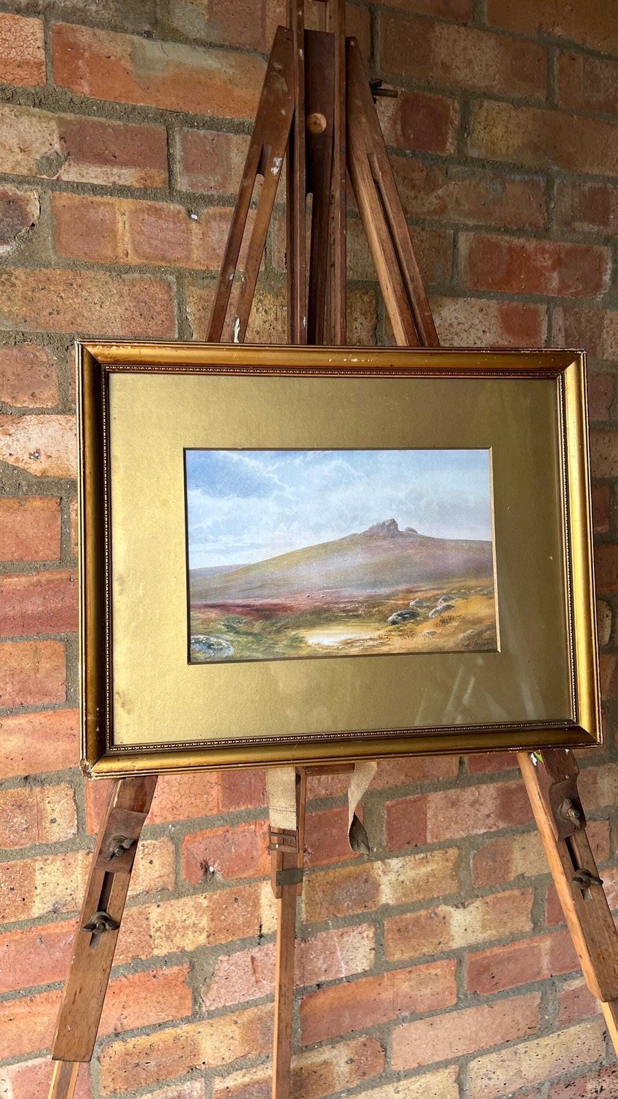 Mid Century Framed Landscape Print – Atmospheric Moorland Scene