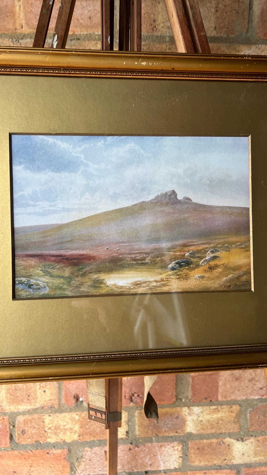 Mid Century Framed Landscape Print – Atmospheric Moorland Scene photo furniture