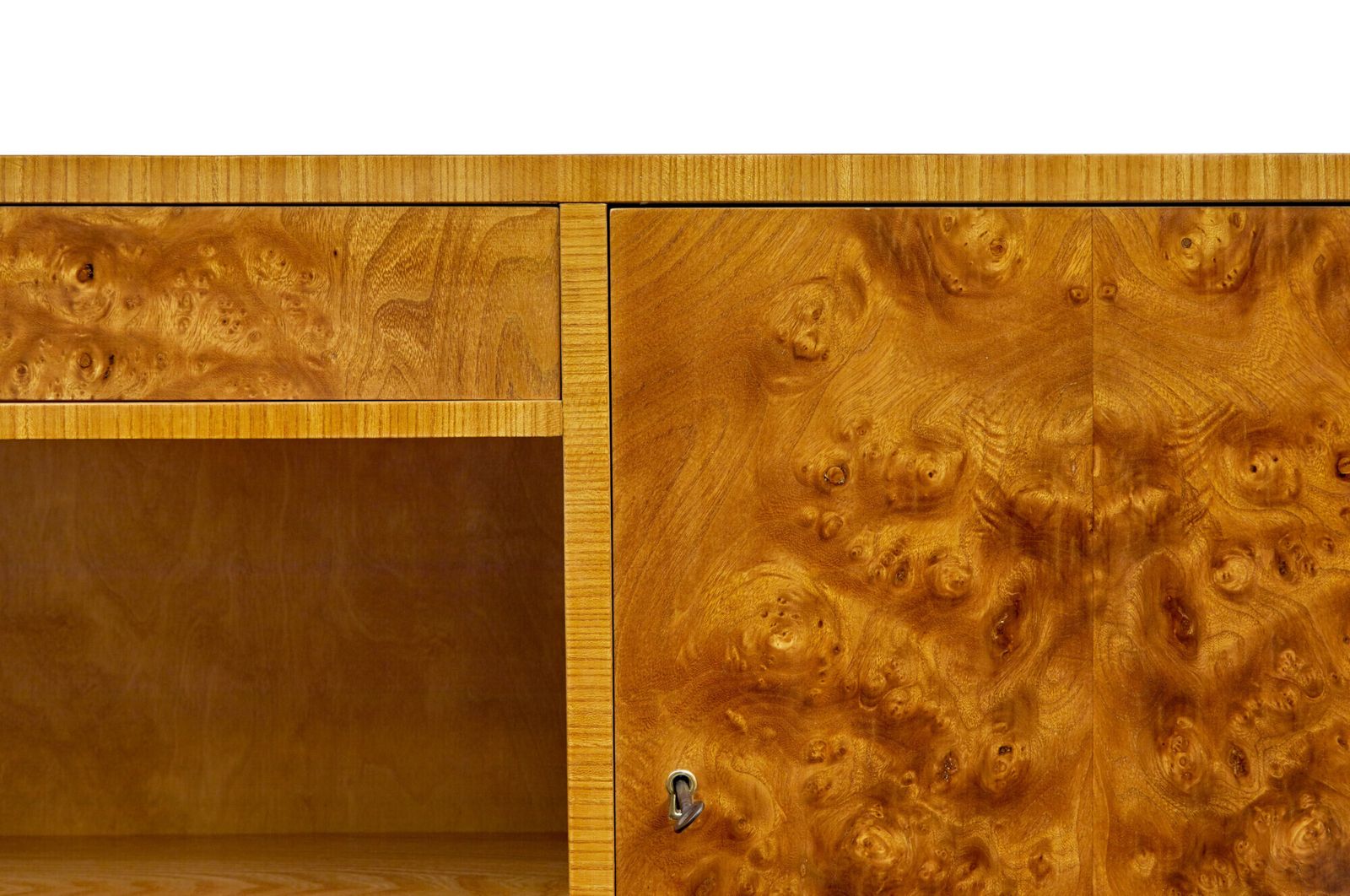 photo furniture Swedish Mid Century Burr Elm Low Open Bookcase