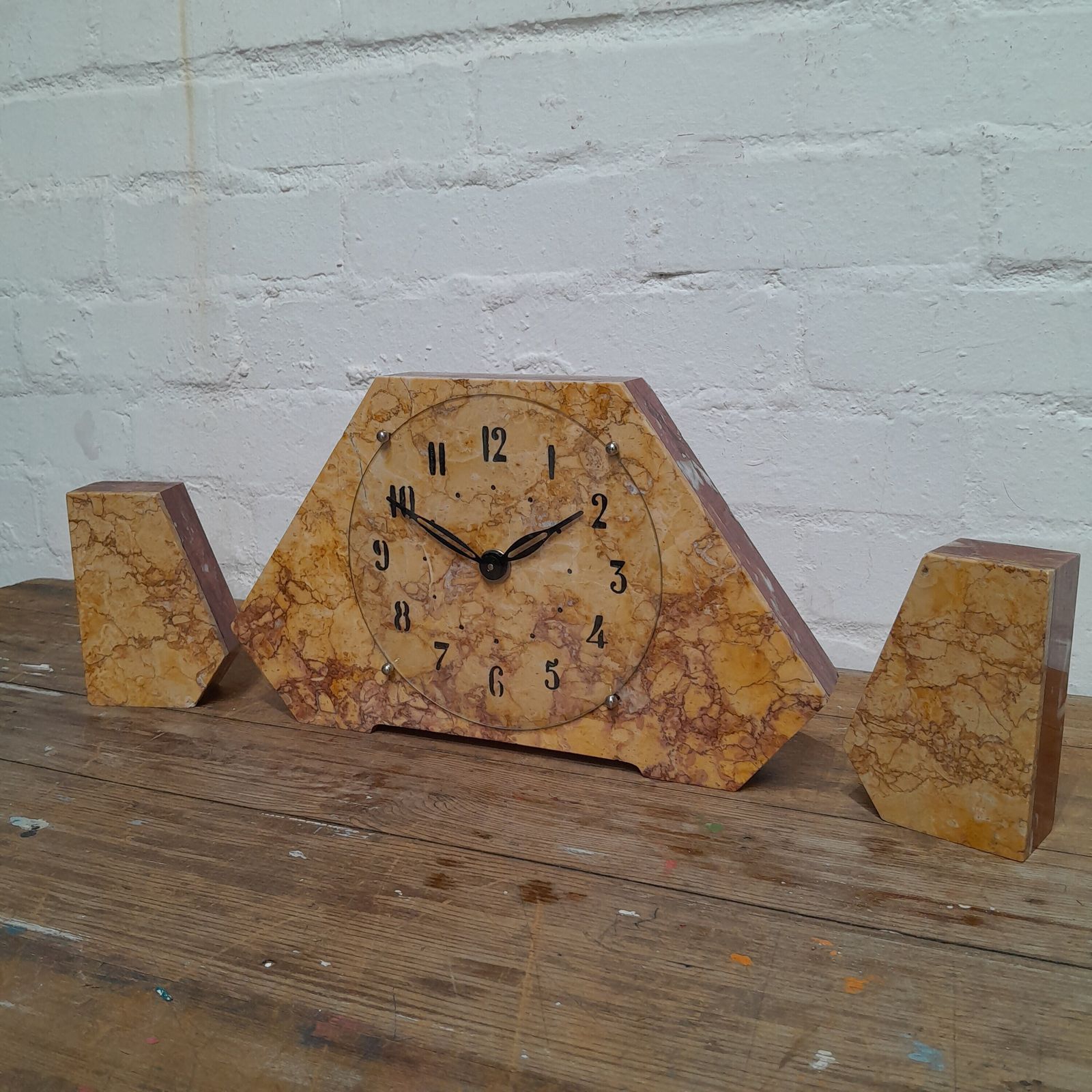 1930's Art Deco Marble Clock Set photo furniture