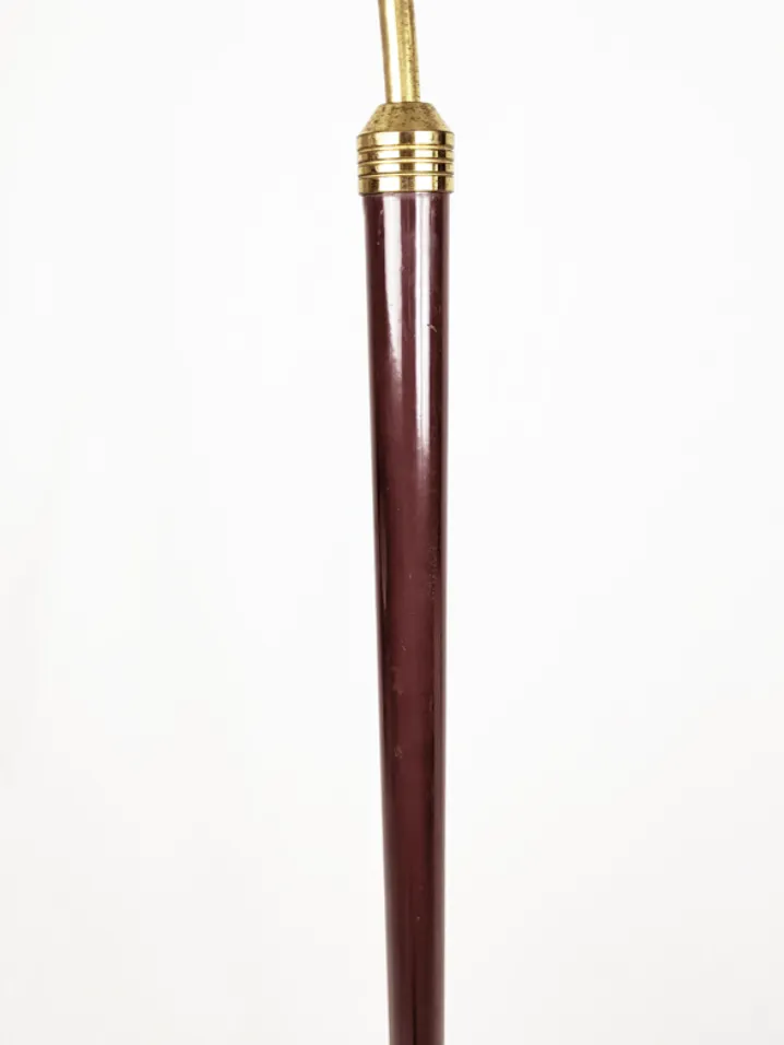 Italian Burgundy Metal & Brass 1940s Floor Lamp photo Lighting